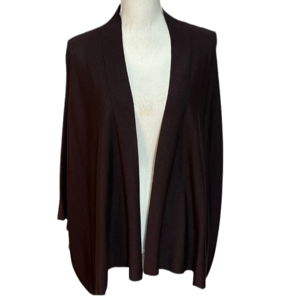 Eileen Fisher Bat Wing Silk Blend Cardigan Wrap Brown Lightweight Knit